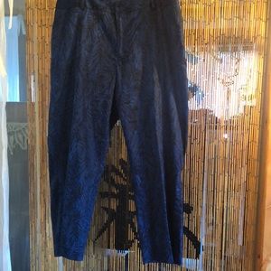 Ladies indigo blue and black stretch trousers size 16 Coldwater creek